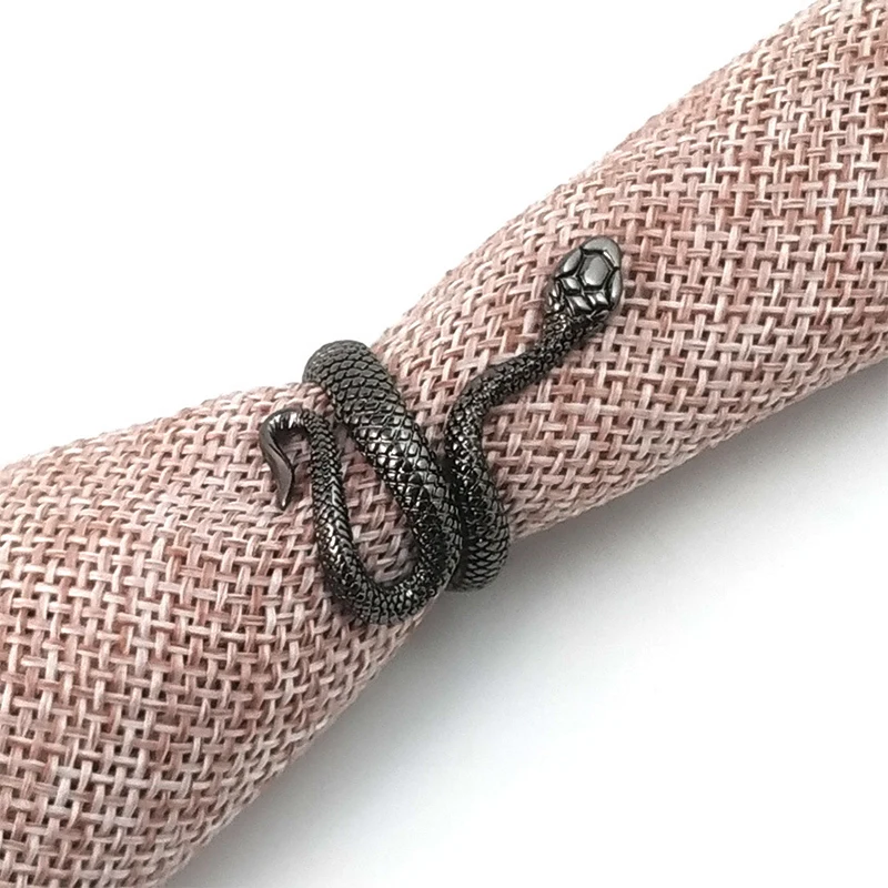 Панк Металл змея кольцо унисекс регулируемые черные Серебряные Кольца для ночного клуба личности ювелирные изделия