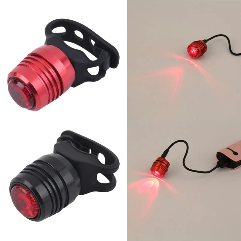 1 Set Aluminum Alloy USB Rechargeable 3-Mode Bicycle Headlight Waterproof Bike Tail Rear Warning Red Light Lamp With Cable | Спорт и