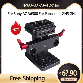 

WARAXE 15mm Rail Support System Baseplate (Arca Standard Swiss) for Sony A7 A6500 For Panasonic GH5 GH4 Camera cage