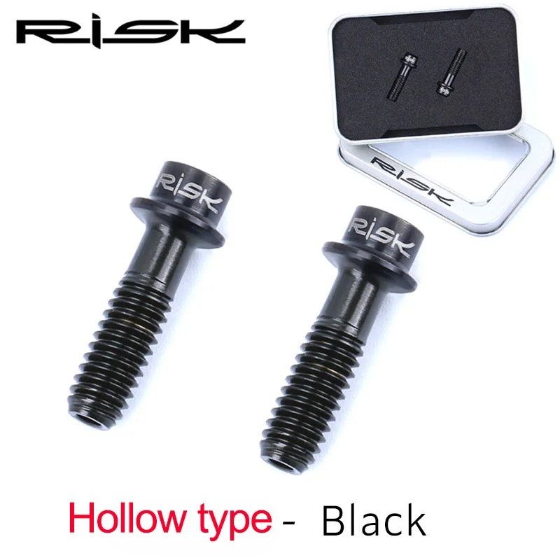 Hollow Type Black RISK 2 шт. M5* 18 мм титановые Ti болты для горного Рычаг стояночного тормоза велосипеда фиксация M5x18mm сиденье для горного велосипеда пост с фиксатором винты 2 типа - Цвет: Hollow Type Black