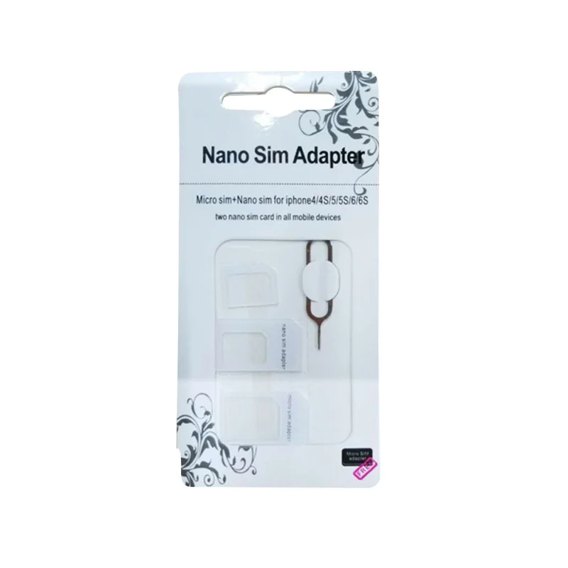 Адаптер для sim-карты 4 в 1 Nano Micro SIM Адаптеры стандартные адаптеры для сим-карты Извлечение Pin для iphone X 8 samsung всех телефонов - Цвет: Белый