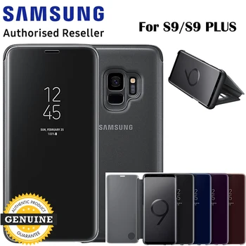 

Original Samsung Galaxy S9 Clear S-View Wallet Filp Cover EF-ZG960CBEG For S9 Plus Standing Smart Mirror Learth Case
