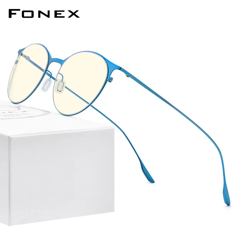 

FONEX Anti Blue Light Blocking Glasses Women Brand Designer 2020 New Vintage Round Antiblue Rays Computer Eyeglasses Men FAB016