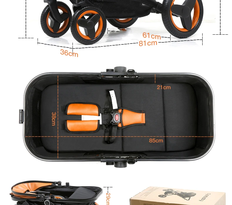 Belecoo baby stroller 2 in 1/ 3 in 1 High landscape stollers Eco Leather Shock Absorber four wheel trolley Free Shipping 23 Hb9a84f53ac2f4e4091bebf0414702848l