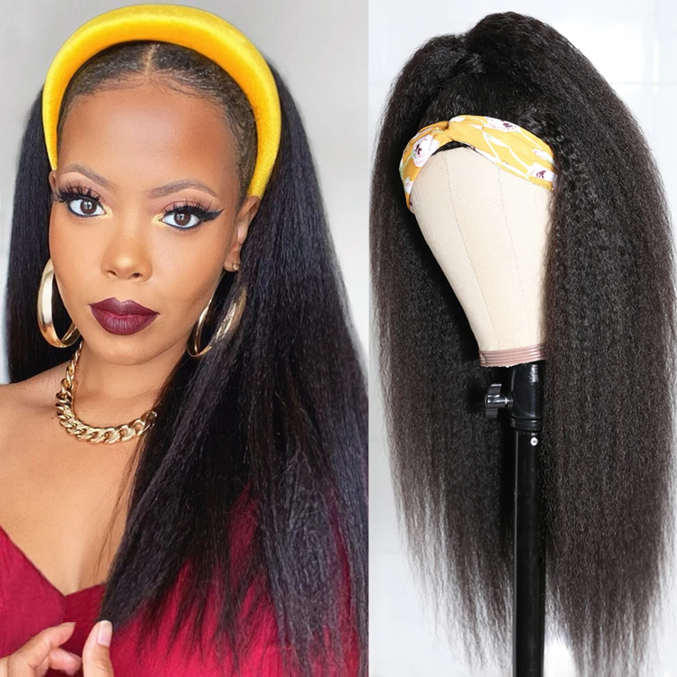 Kinky Straight 3/4 Half Wig Nadula Hair Headband Wigs for Black Women Headband Wig Natural Color
