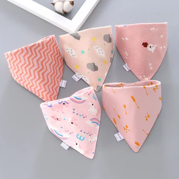 

Baby Bibs Triangle Double Cotton Bibs 5 pieces/lot Cartoon Print Saliva Towel Baby Boys Girls Feeding Apron Cotton Bandana Bibs