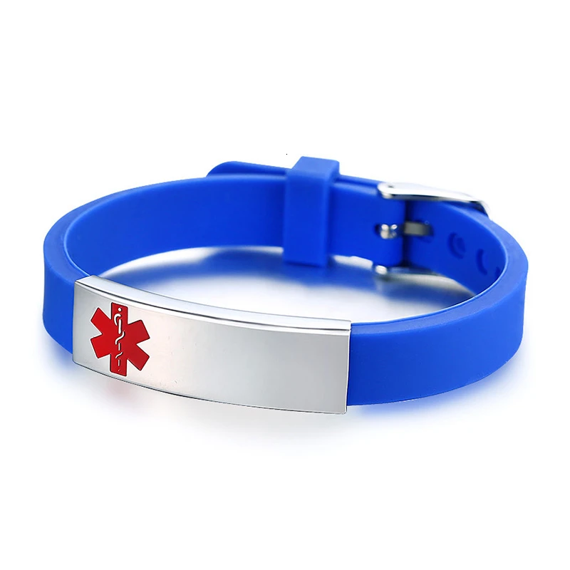 Silicone Bracelet Medical Alert ID For Men Women Personalized Diabete ICE Engraved