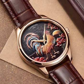 

3D Dial Automatic Self-wind Watch MIYOTA Mechanical Movement Wristwatch Men Genuine Leather Male Clock Relogio Masculino