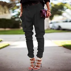 Брюки с высокой талией свободные джоггеры женские брюки уличная панк черные женские брюки-карго Капри брюки