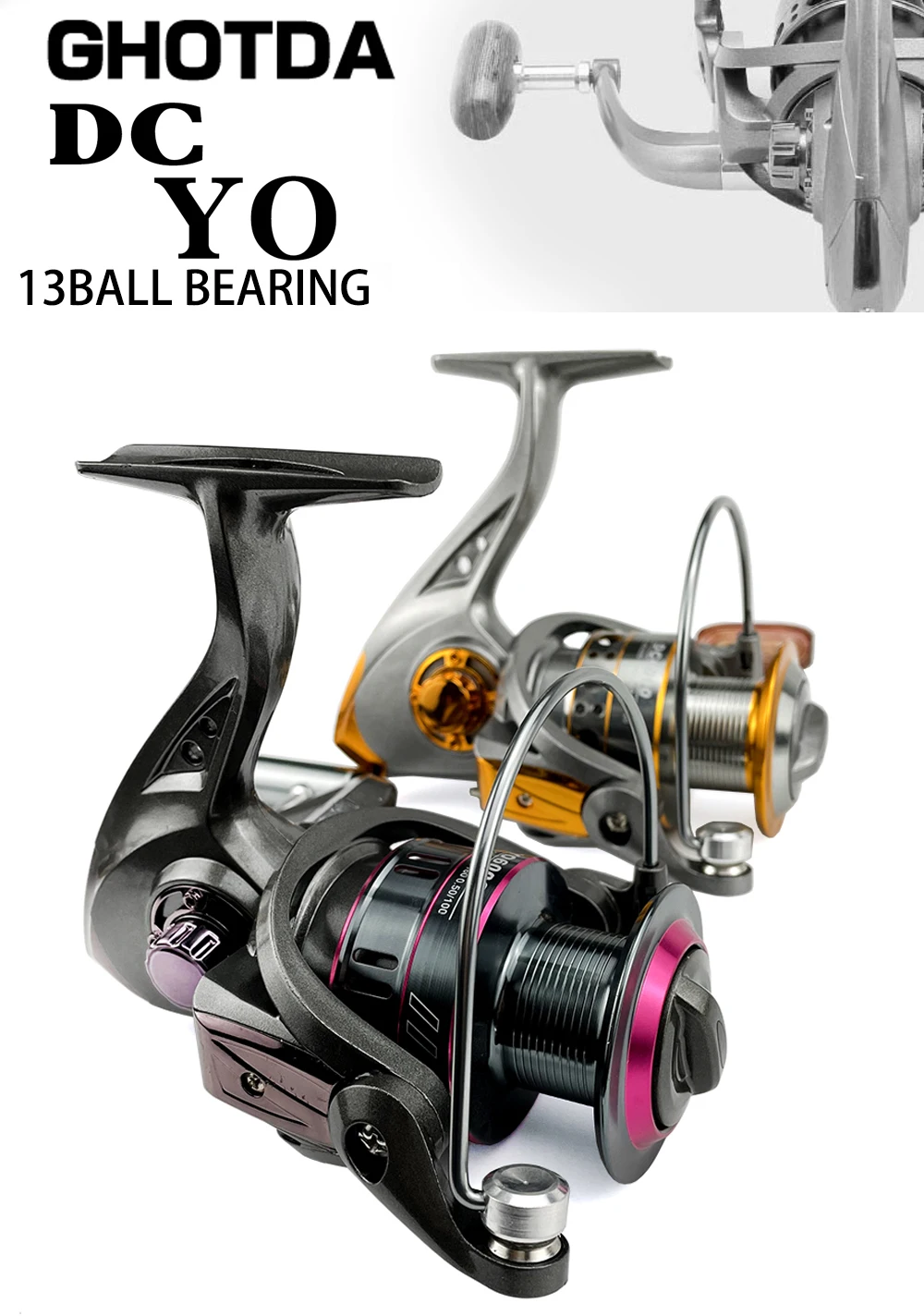 Fishing Reel Fishing Reel DC1000-7000 No Gap Metal Spool Max Drag 10KG Pike  Spinning Reel High Speed 5.2:1 Reel Fishing Gear Reel