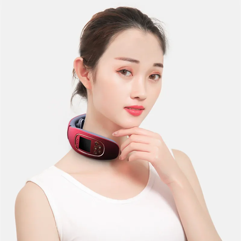 

Rechargeable Electric Neck Massager Low Frequency Magnetic Therapy Pulse Cervical Pain Relief Relaxation with Remote Controller