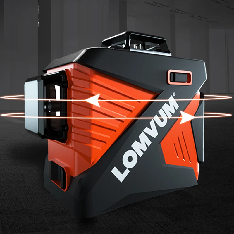 LOMVUM 3D лазерный уровень 12 линий зеленый луч 360 вертикальный горизонтальный