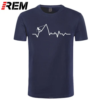 

New Summer Climbing Heartbeat T Shirt Men Casual Cotton Short Sleeve Cool Printed T-shirt Mountain Climbing Mans Tshirt
