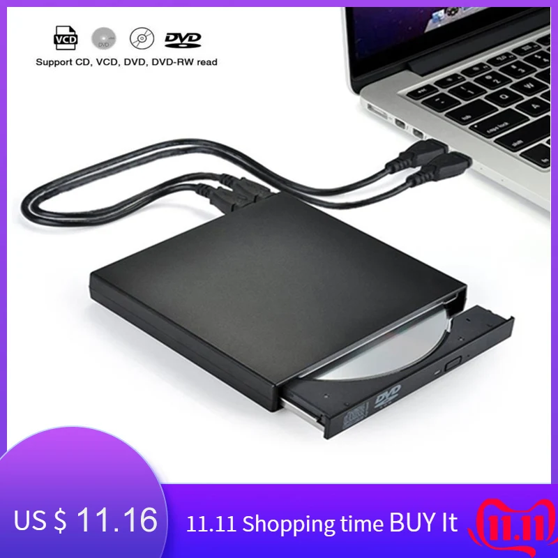 

External DVD Drive Optical Drive USB 2.0 High Speed CD ROM Player CD-RW Burner Writer Reader Recorder for Laptop PC HP