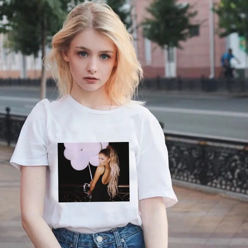 Poleras Mujer De Moda летняя футболка женская Ариана Гранде принт Vogue Harajuku футболка плюс размер Готическая Футболка Camiseta Mujer
