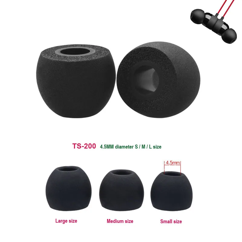 

1 pairs Round TS-200 Slow Resilience Memory Cotton Earphones 4.5MM S / M / L For 4.5mm-5.5mm Earphone TWS headset sponge set