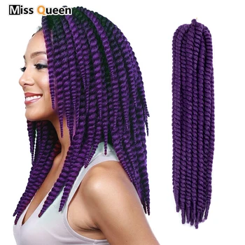 

MISS QUEEN Havana Mambo Twist Hair Crochet Braid 22 Inch 120g 20 Color Ombre Synthetic Braided Hair