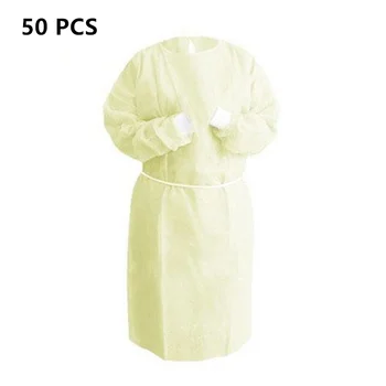 

50pcs Disposable Security Protection Clothes Adult Disposable Gowns Dustproof Anti Infection Capes PPE Suit Isolation Gowns