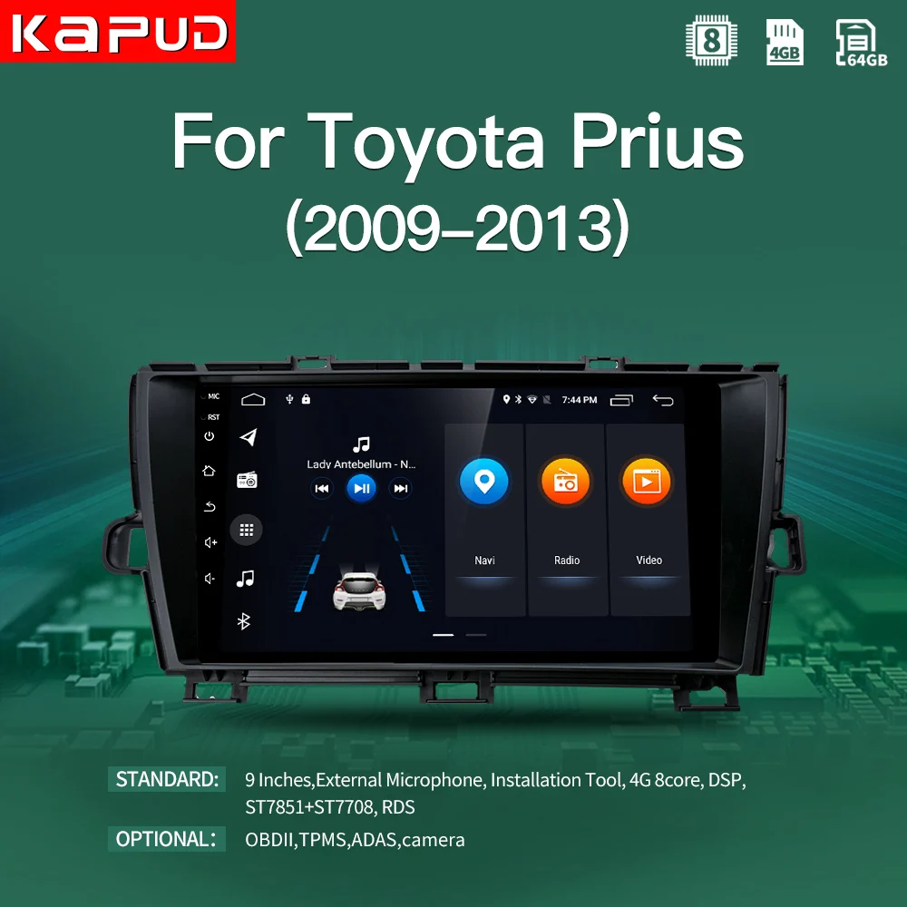 Мультимедийная магнитола Kapud 9 дюймов Android 10 0 для Toyota Prius 2009-2013 GPS DSP 4G Wi-Fi |