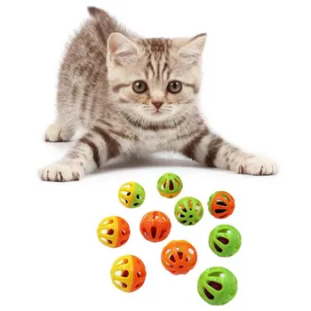 

Colourful Cat Ball Interactive Two-tone Sound 3.6cm Diameter Bell Kitten Toy Animal Pet Teaser Balls Chase Rattle Toy 10 PCS