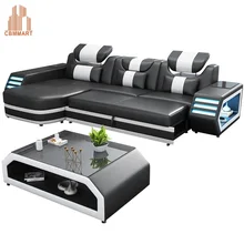 Современный дизайн светодиодный светильник музыкальный плеер гостиная диван набор Высокое качество кожаный диван
