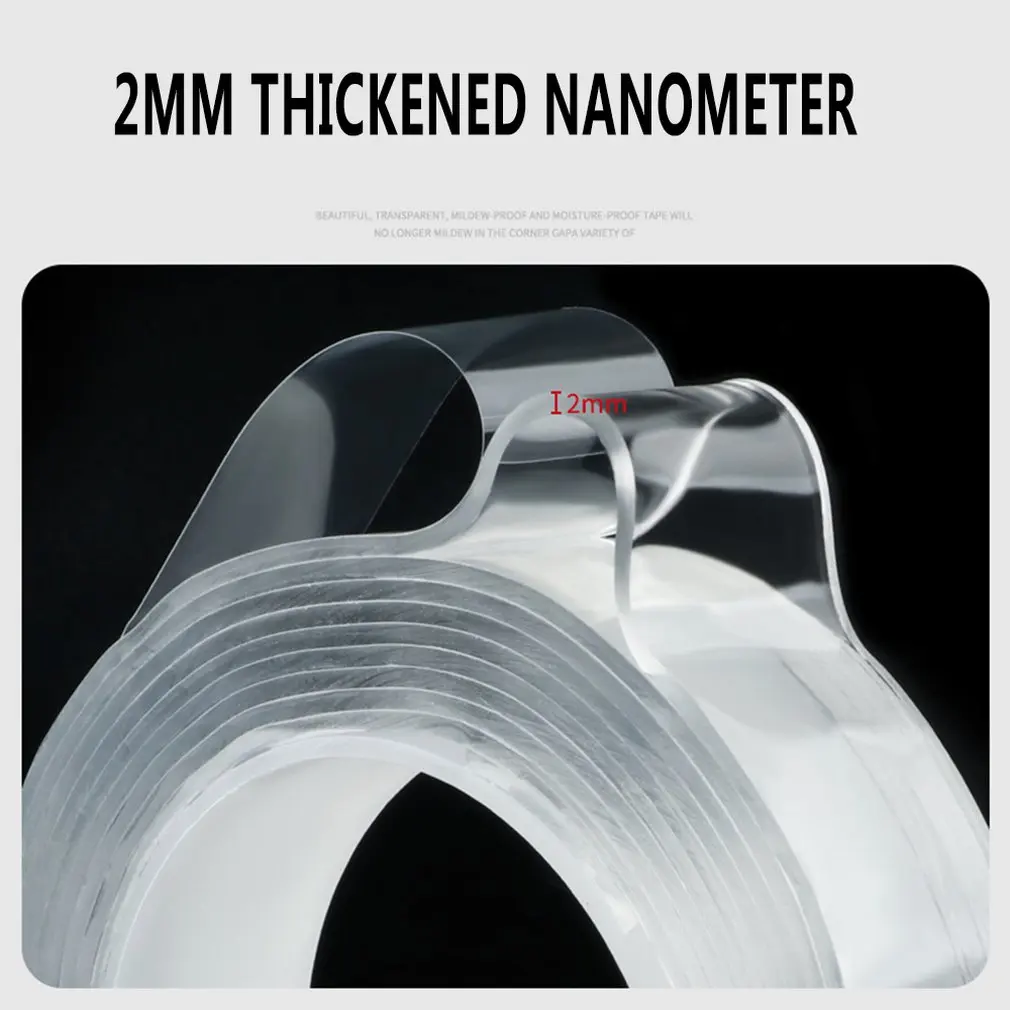 Многоразовая практичная портативная бесшовная нано-лента в миллион раз прозрачная моющаяся Волшебная Клейкая Двусторонняя лента