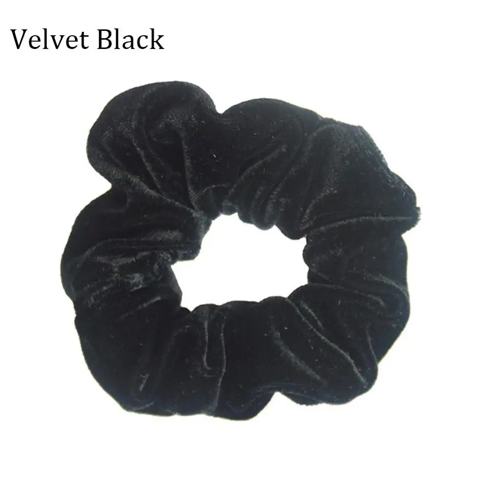 Velvet Black Атласные/бархатные резинки для волос, женские эластичные резинки для волос, головные уборы для девушек, яркий цвет, Шелковый конский хвост, держатель, аксессуары для волос - Цвет: Velvet Black