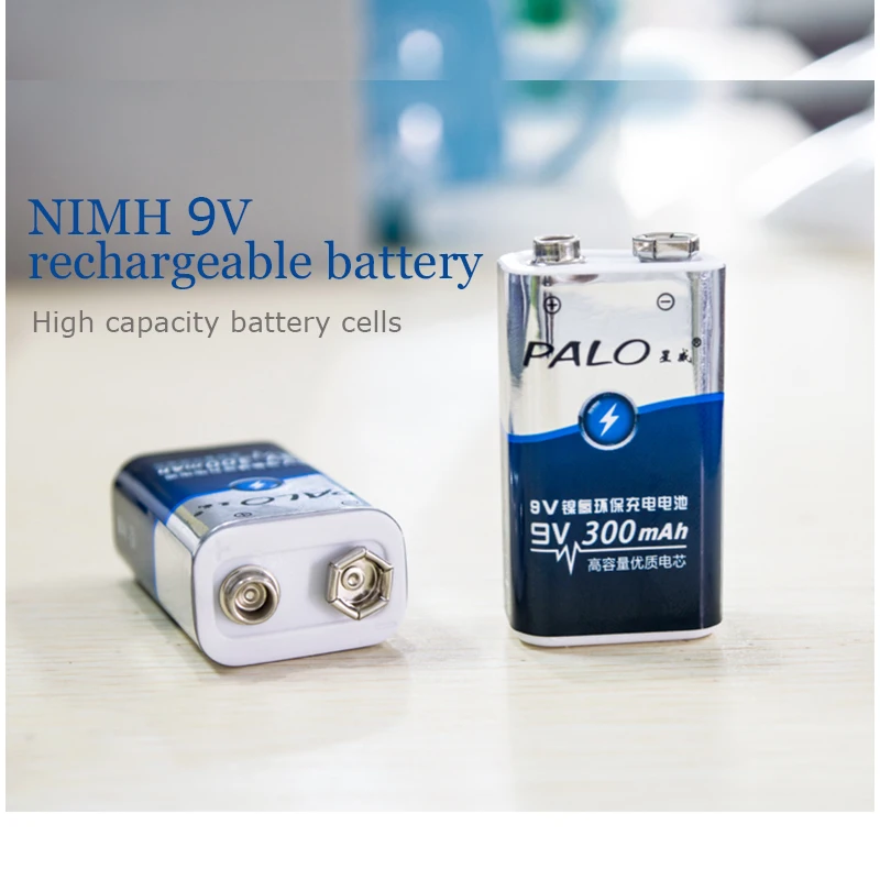 PALO Горячая 9v батарея 300 Высокая емкость 6 шт 9V батареи 6LR61 6F22 006p Nimh 300mah 9V аккумуляторная батарея для игрушечного пульта дистанционного управления