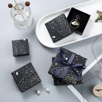 

New Starry sky Ring jewelry packaging gift box star silver Earring Necklace Bracelet boite dragees de mariage подарочная коробка