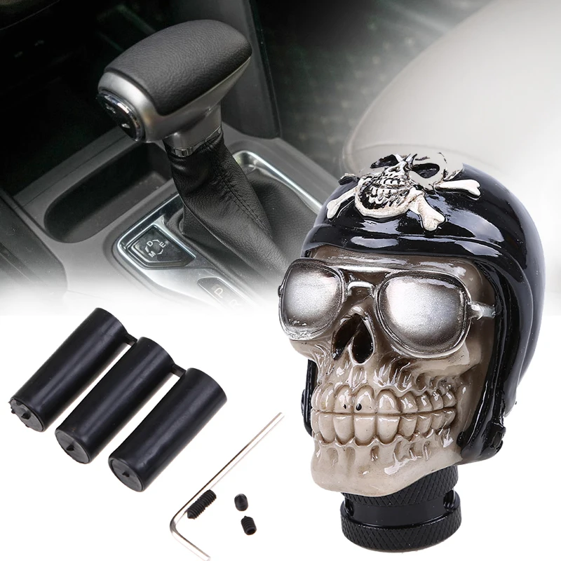 Universal Gear Shift Knob Skull Pirate Pilot Shape Gear Stick Shifter Multicolor Replacements Car Accessories Interior Parts