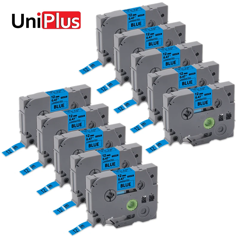 

UniPlus 10pk Blue Printer Ribbon TZe-531 tz531 for Brother tze 531 Labeling Tapes 12mm Letter Typewriter 8m Label Maker PT D450