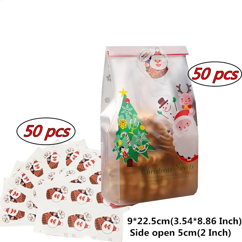 50 шт. рождественские украшения подарочный пакет коробки для конфет печенья Санта Клаус дерево упаковка пластиковые пакеты Подушка бумажная коробка карты - Цвет: Tree 9x22.5cm