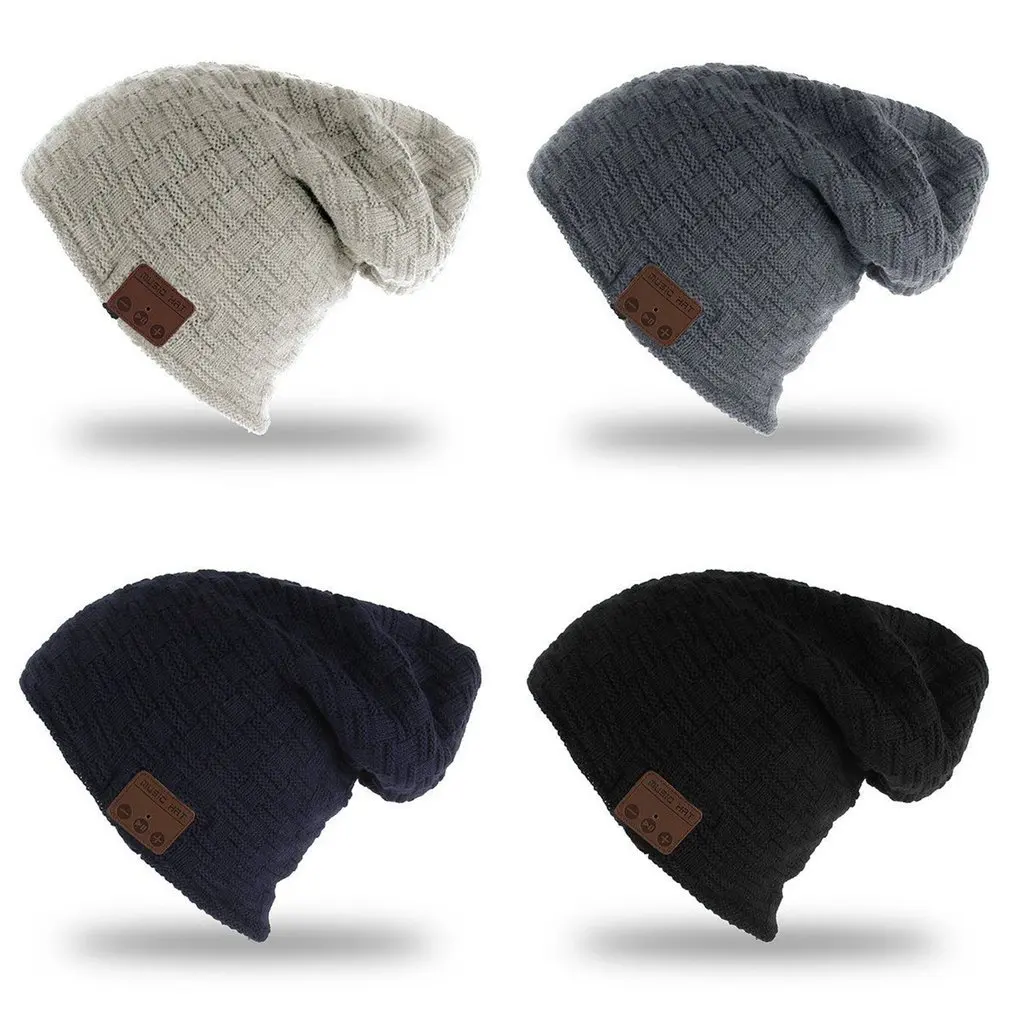 Wireless Bluetooth 4.2 Smart Cap Warm Winter Beanie Hat Multifunction Headphone Headset Speaker Mic Thickened Velvet Hat