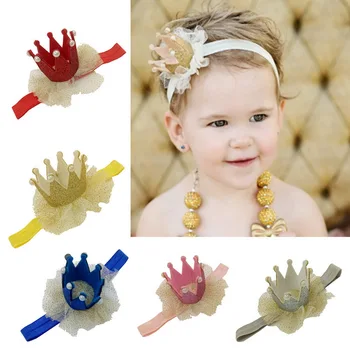 

DHL 1000pcs Newborn Baby Girl Headband Flower Crown Soft Elastic Princess Hair Band Birthdays Party Girl Baby Accessories