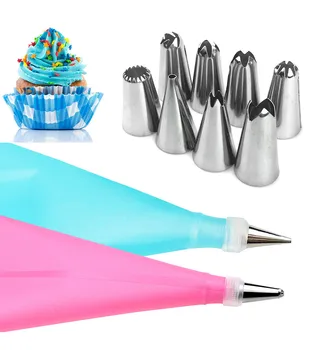 

10Pcs/Set Cream Confectionery Nozzles Icing Piping And Pastry Bag Set Diy Cake Decorating Tools Set Stainless Steel Pastry Tips