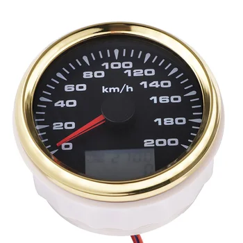 

85mm Car GPS Speedometer 0-200km/h Speed Gauge Meter Fit For Yacht Truck Motorcycle 9-32V With 8 Color Backlight Gold Bezel