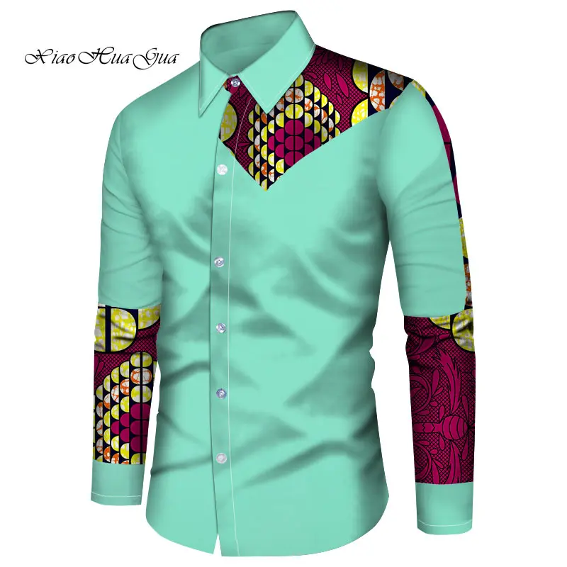 Пользовательские Африканский принт одежда рубашка мужская с длинным рукавом Дашики мужские рубашки s Slim Fit африканская одежда плюс размер 6XL WYN966 - Цвет: 19