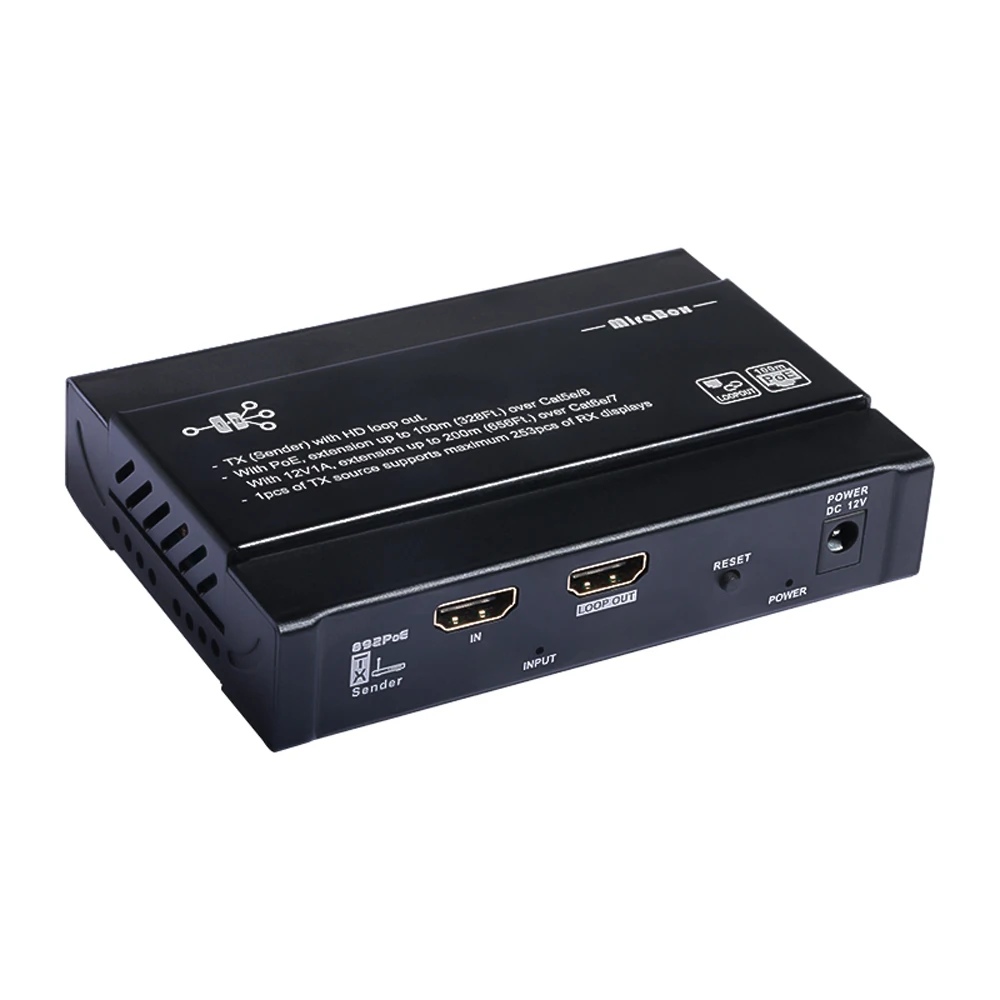 1080P HDMI PoE 1TX to multi RX Extender over IP/TCP Single Network by RJ45 cat5 cat5e cat6 HDMI Extender Transmitter to Receiver