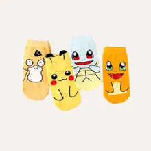 4 пар/лот, женские носки, забавные мультяшные короткие носки на весну, лето и осень, женские и женские хлопковые милые носки с покемонами