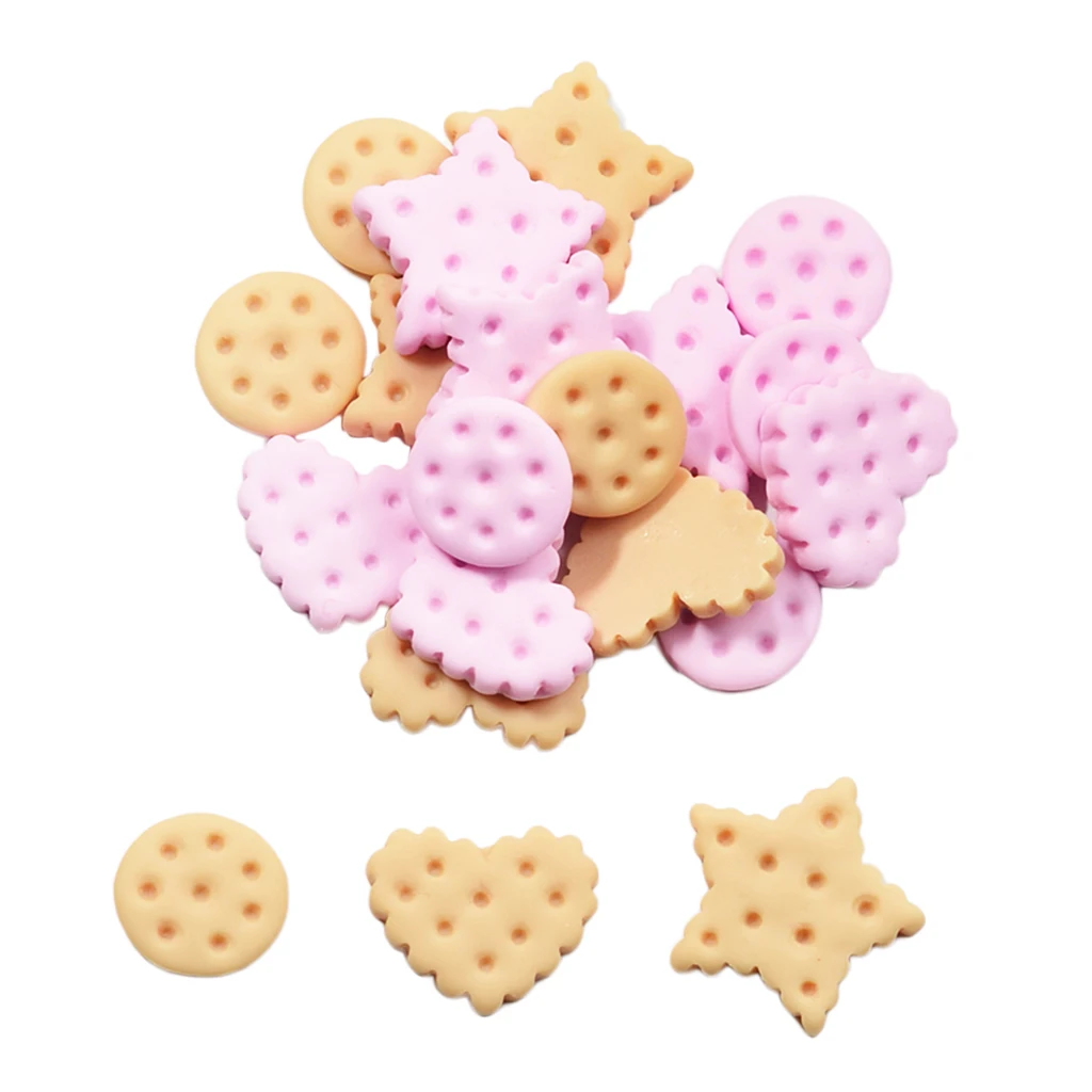 20 Pieces Mix Resin Flatback Cookies Flat Back Cabochon Kawaii DIY Resin Craft Decoration Miniature Resin Cream Bread Food