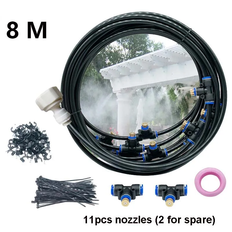 12V Water Spray Electric Diaphragm Pump Kit Portable Misting Automatic Water Pump 8M Misting Cooling System For Greenhouse