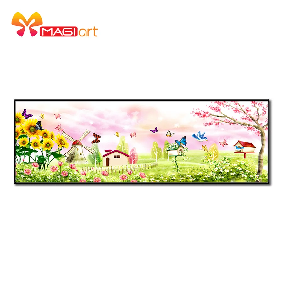 

Cross stitch kits Embroidery needlework sets 11CT water soluble canvas patterns 14CT Pastoral Style the garden-NCMS017