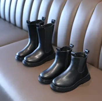 

Children Snow Boots Autumn Winter Martin Boots Boys Shoes Fashion Leather Soft Antislip Girls Boots 26-36 Sport Running Shoes