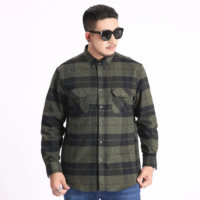8xl Новое поступление модные супер большие осенние мужские рубашки из чистого хлопка с длинным рукавом Повседневные свободные большие повседневные рубашки Большие размеры с карманом