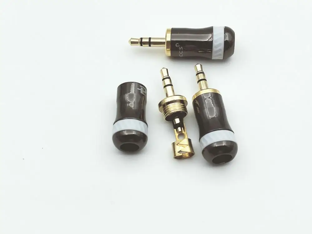 30pcs brass 3.5mm Male Plug Gold Plated Stereo Audio Jack soldering ADAPTER New