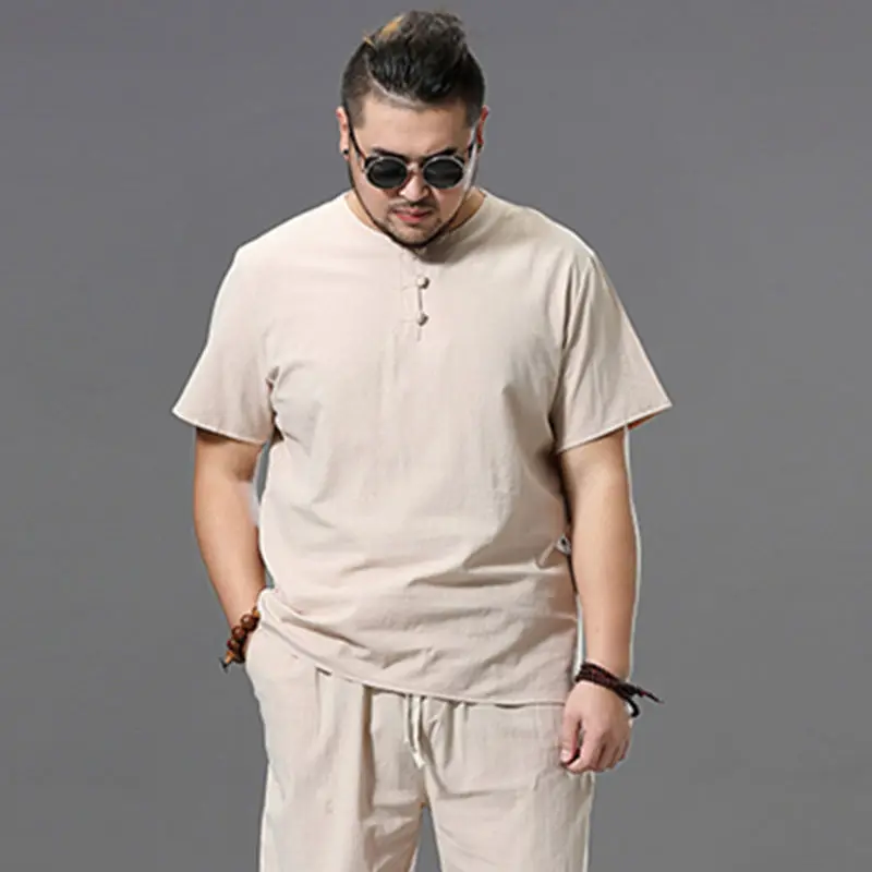 Large Size Clothes Store Costume Linen Crop Top Male 9XL 100% Cotton White T Shirt Tshirt Men Plus Size Short Sleeve T Short Men|T-Shirts| -…