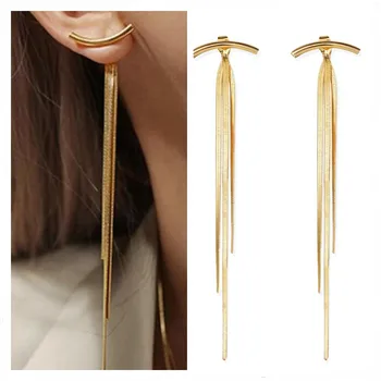 

Long Thread Earrings Retro Long Hanging Earrings for Women Gold Color Statement Earrings Tassel Ethnic Drop Earring