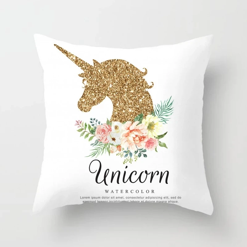45*45cm Ins Cartoon Cute Unicorn Series Decoration Polyester Pillowcase for Sofa Car Home Decoration Accessories