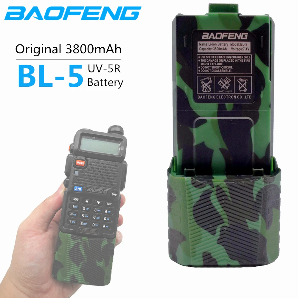 

1pc Baofeng UV-5R 3800 mAh Enlarge BL-5 7.4V 3800mAh Rechargeable Li-on Battery for Baofeng UV 5R UV5R UV-5RE Plus BF-F8+ F8hp