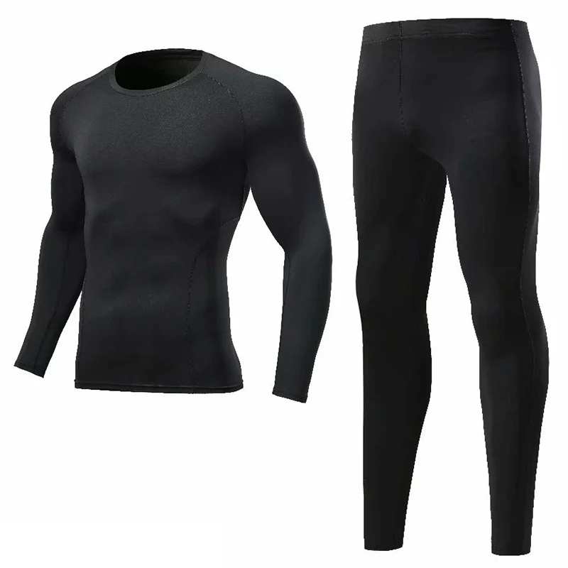 Мужской компрессионный спортивный костюм для бега на открытом воздухе, одежда для пробежек, футболка, штаны для фитнеса, гимнастики, тренировок, облегающая одежда - Цвет: 261-2 sets